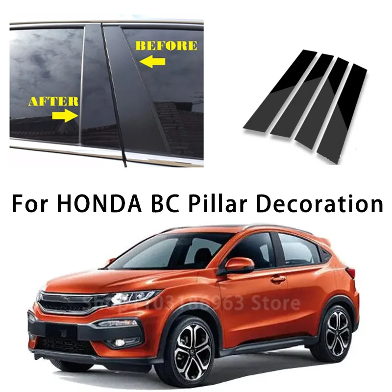 For HONDA XRV VEZEL HR-V 2016-2020 8pcs Car B C Pillar Middle Central Column PC Window Trim Decoration Protection Stickers