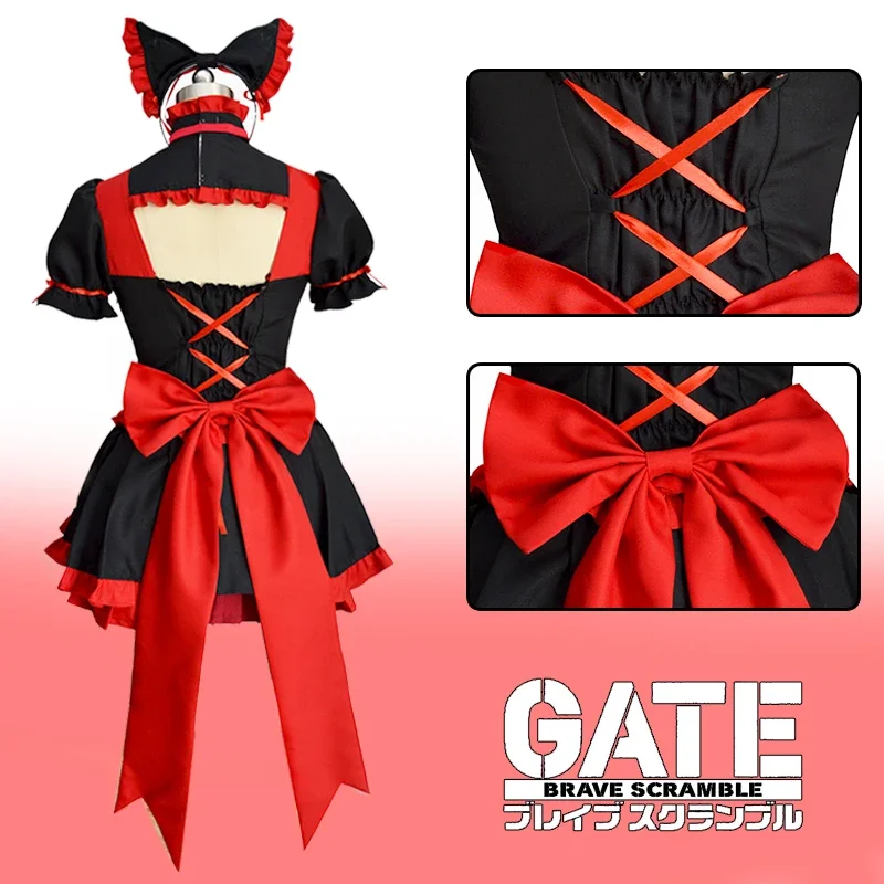 Anime GATE Rory Mercury Cosplay Costume Women Fancy Dress Cute Skirt Uniform Short Sleeve Top Wig Outfit Halloween Party Suit