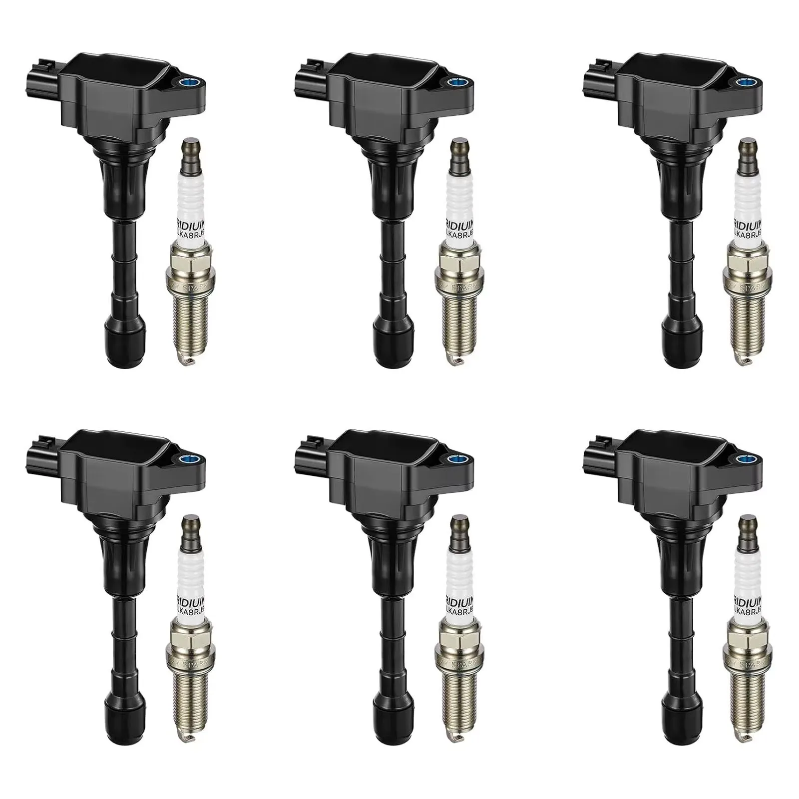 BDFHYK 6Set Ignition Coil UF617 and Spark Plug 90174 Pack For Nissan 370Z FX37 G37 M37 Q40 Q50 Q60 Q70 QX70 3.7L 5.6L V6