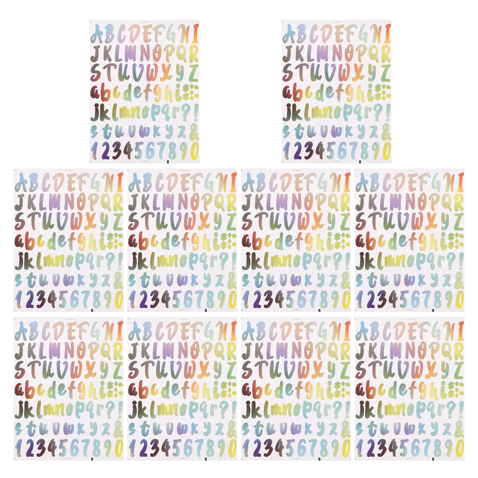 10 Sheets Waterproof Vinyl Letter Stickers Small Colorful Number Decals Easy Remove for Mailboxes Folders Notebooks