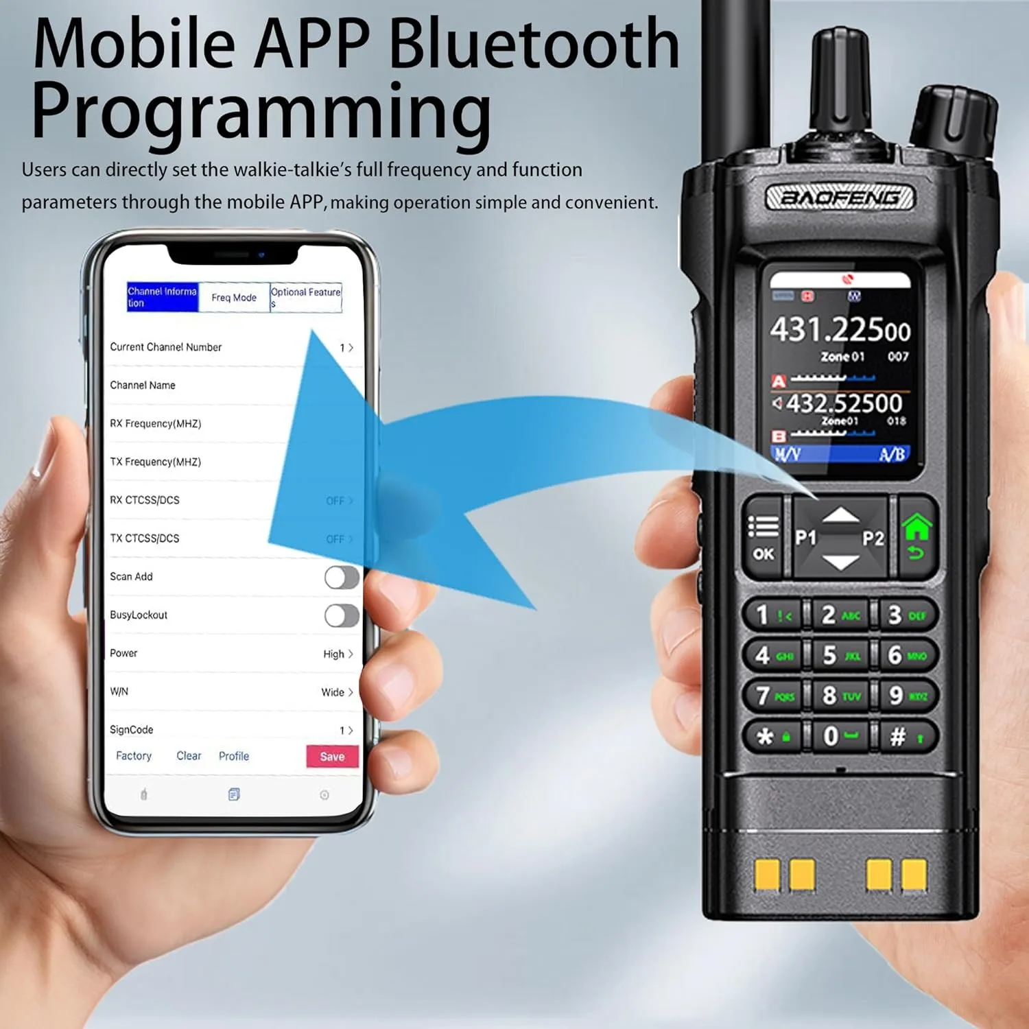 BAOFENG UV-32 10W Dual Band Walkie Talkie Long Range GPS NOAA APP Write Frequency 2500mAh Type-C  Black