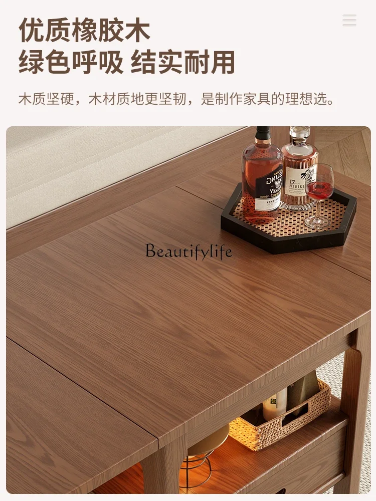 Solid wood movable folding coffee table living room small apartment modern simple sofa side table