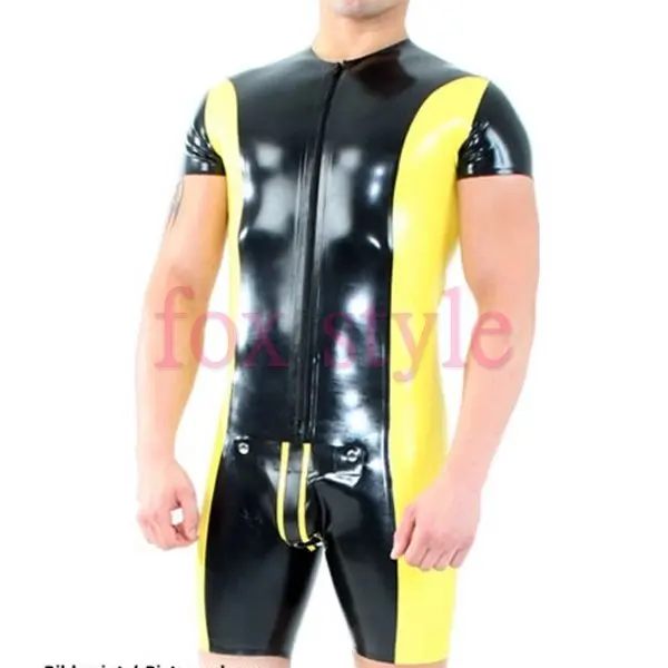 

latex tracking suit latex bodysuits black and yellow