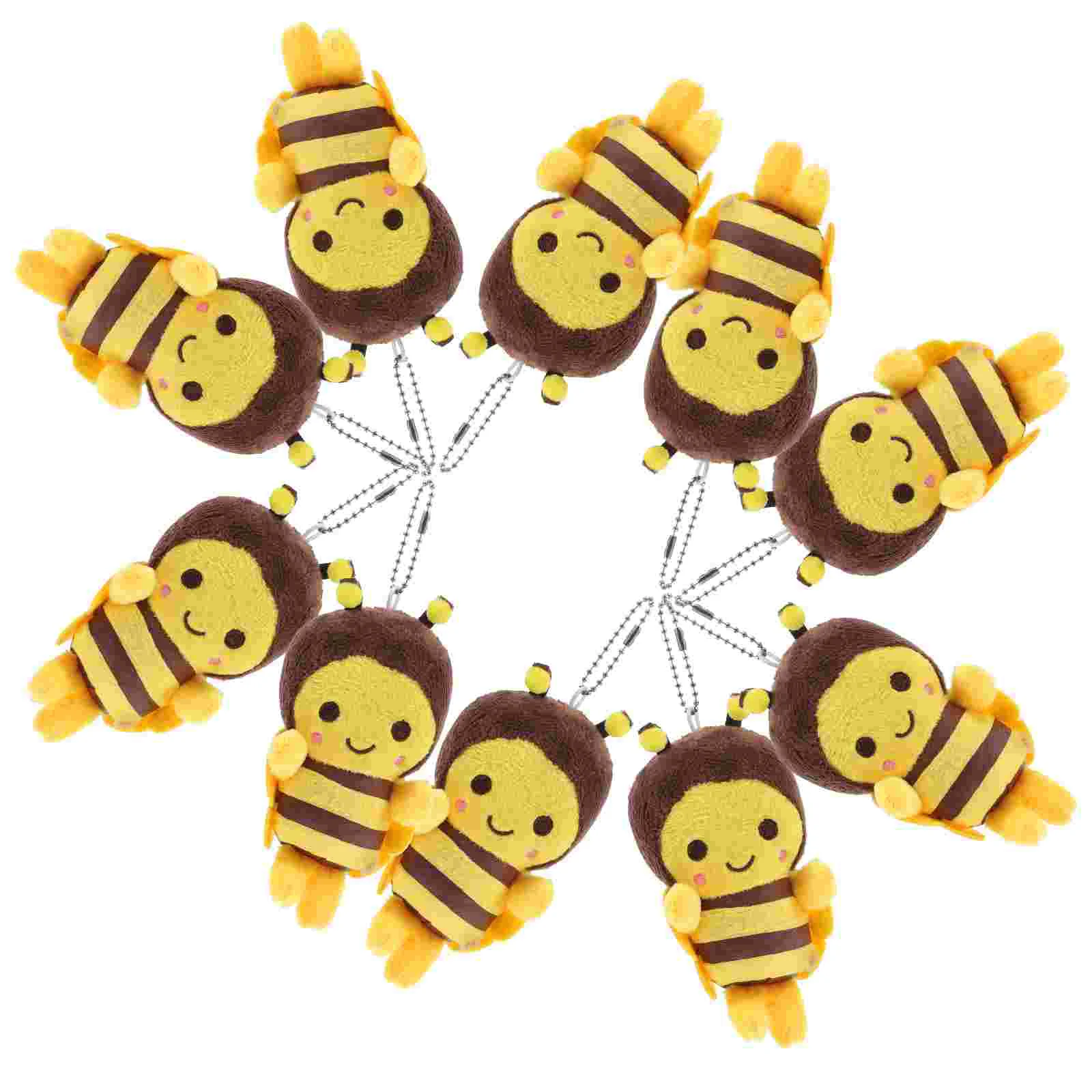 10 Pcs Little Bee Pendant Stuffed Plush Keychains Pocket Small Keyring Dolls Baby Dresser