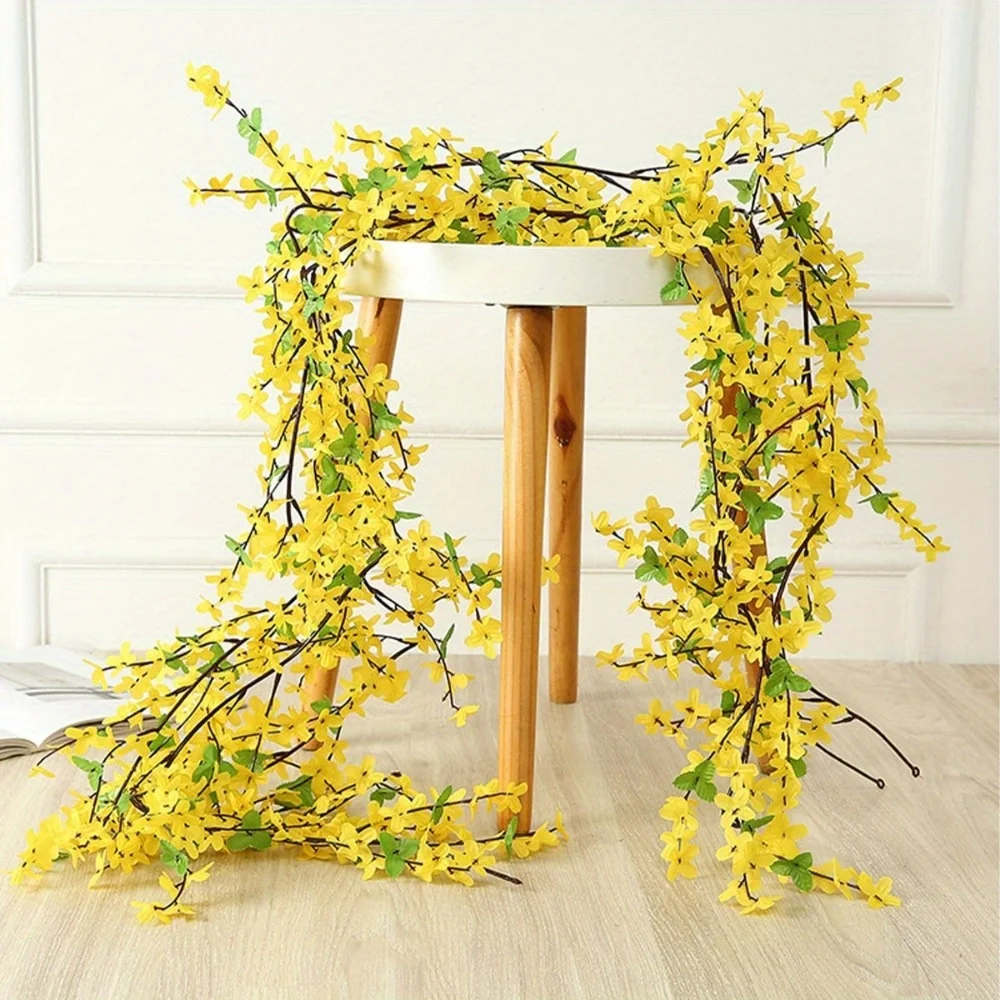 

2 件 5.9ft Artificial Winter Jasmine Flowers Garlands Fake Hanging Vines for Home Wall Home Party Wedding Indoor