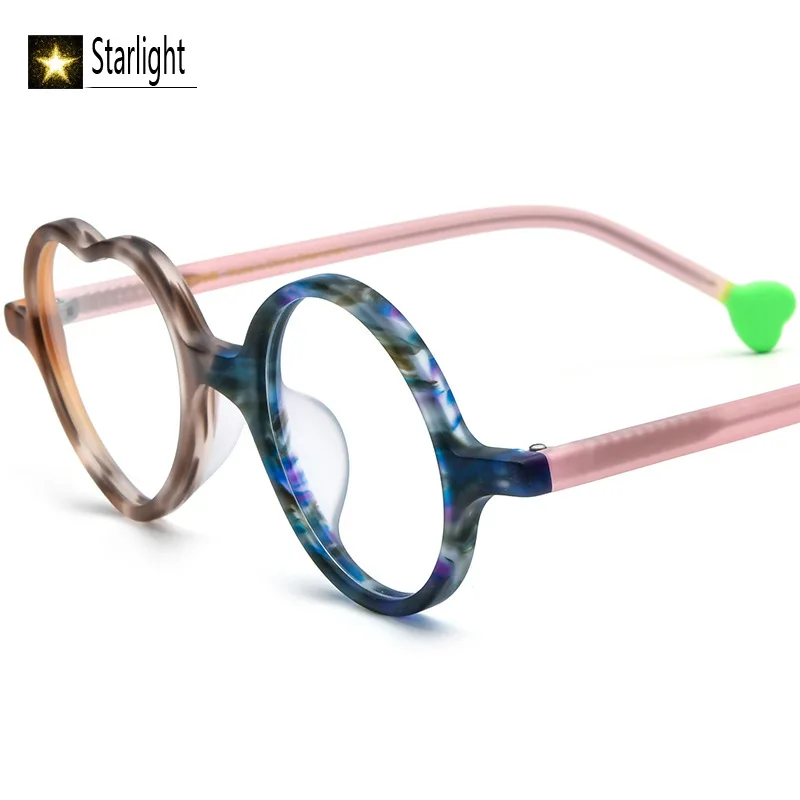 وجه صغير متعدد الألوان المرقعة القلب ماتي متجمد خلات إطار مشهد مضحك الرجال النساء القراءة قصر النظر وصفة طبية 133 مللي متر