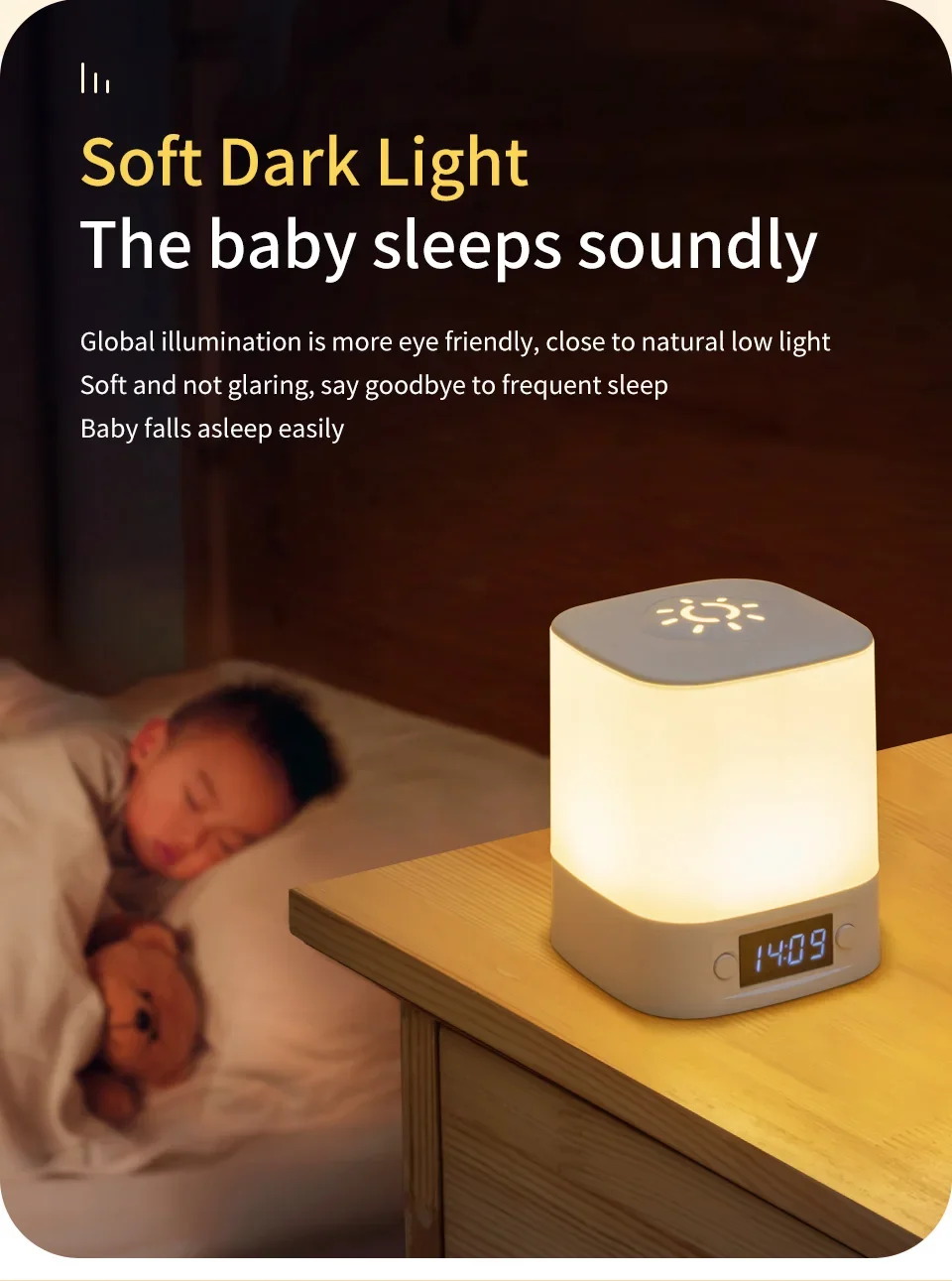 Bedside Led Night Lights Dimmable Charging Desktop Night Lamps with Clock Time Display Night Light Remote Control For Bedside