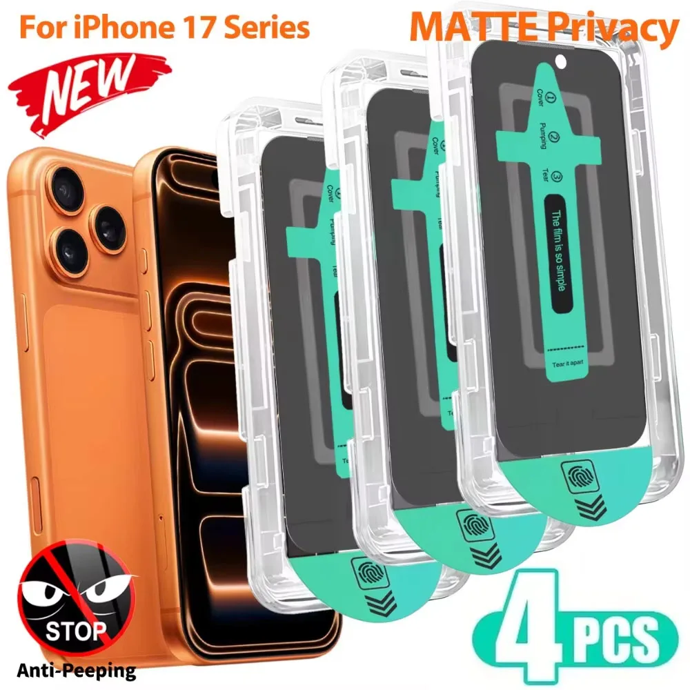 

4PCS Oleophobic Dust Free Easy Installation Matte Privacy Screen Protector For iPhone 13 15 16 11 14 17 12 Pro Max X XR XS Glass