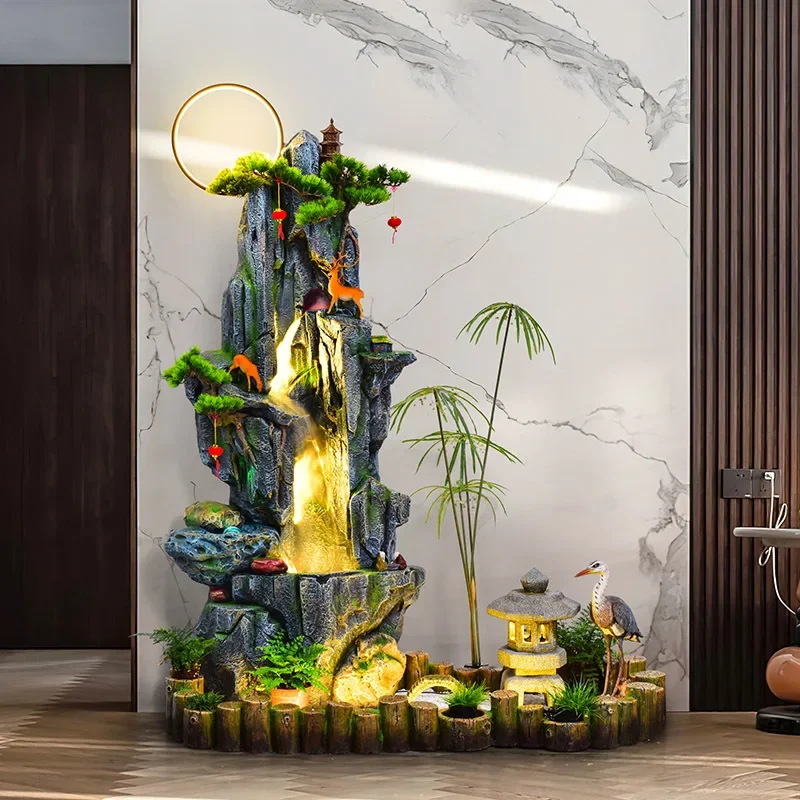 Chinese-style flowing water ornament circulating water under the stairs landscaping balcony corner rockery fountain floor-to-cei
