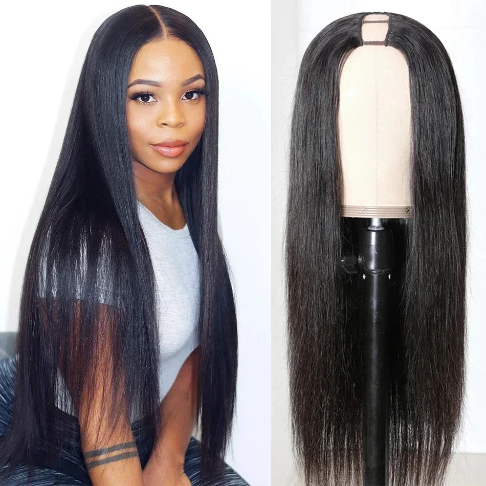 Rebecca Straight Hair U Part Human Hair Wigs For Women Natural Black Brown Peruvian Straight Human Hair V Part Wigs U Shape Wig