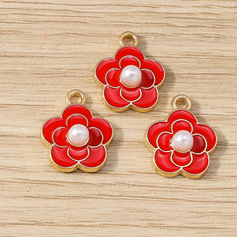 10 Stück Modische Bunte Emaille-Blumenanhänger für Schmuckherstellung, Ohrhänger, Halsketten, Armbänder, DIY-Bastelzubehör – Detail 4