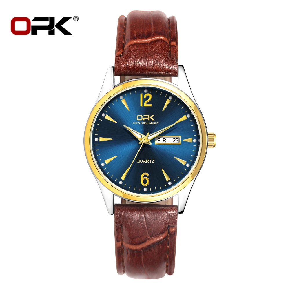 

OPK Elegant Quartz Women Watch Leather Strap Waterproof Luminous Wristwatches Week Calendar Display Luxury Original Watches