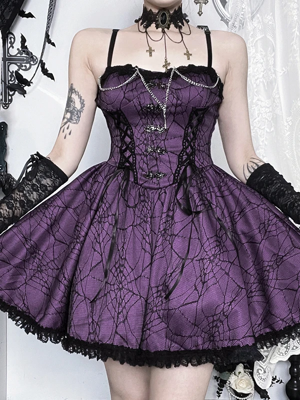 

Wannathis Gothic k Sle loween Strap Dr A-Line Princ Skirt Sexy Girl Dr High Waist Polyester Fiber Dr