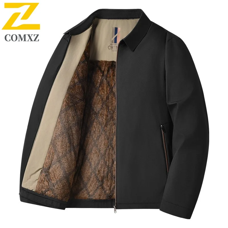 

COMXZ утолщенная уличная мужская куртка, рабочая ветрозащитная теплая парка, минималистичный воротник-стойка, уютная легкая зимняя новая верхняя одежда