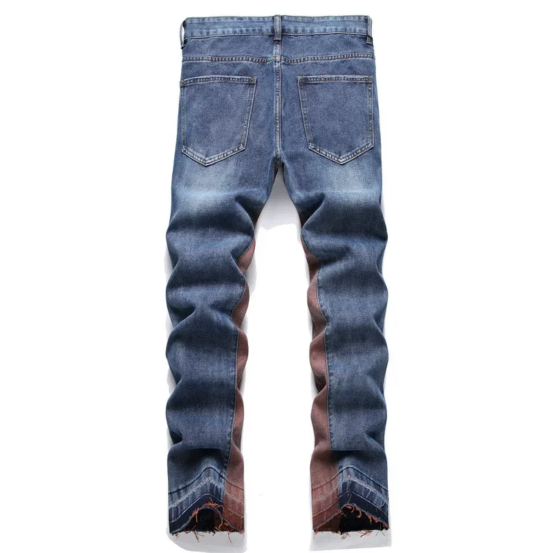 EH·MD® National Style Embroidered Splicing Men's Jeans High-End Soft Casual Cotton Stretch Patch Luxury Fashion Four Seasons2023