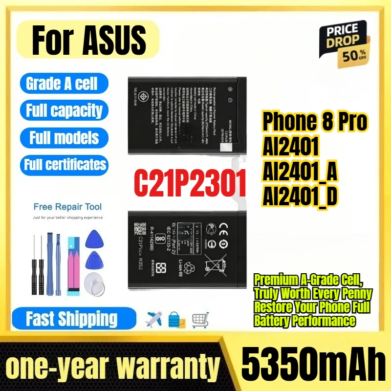 C21P2301 for ASUS Phone 8 Pro/AI2401/AI2401_A/AI2401_D Phone Battery  High Capacity Battery Replacement Bateria Grade A Cell