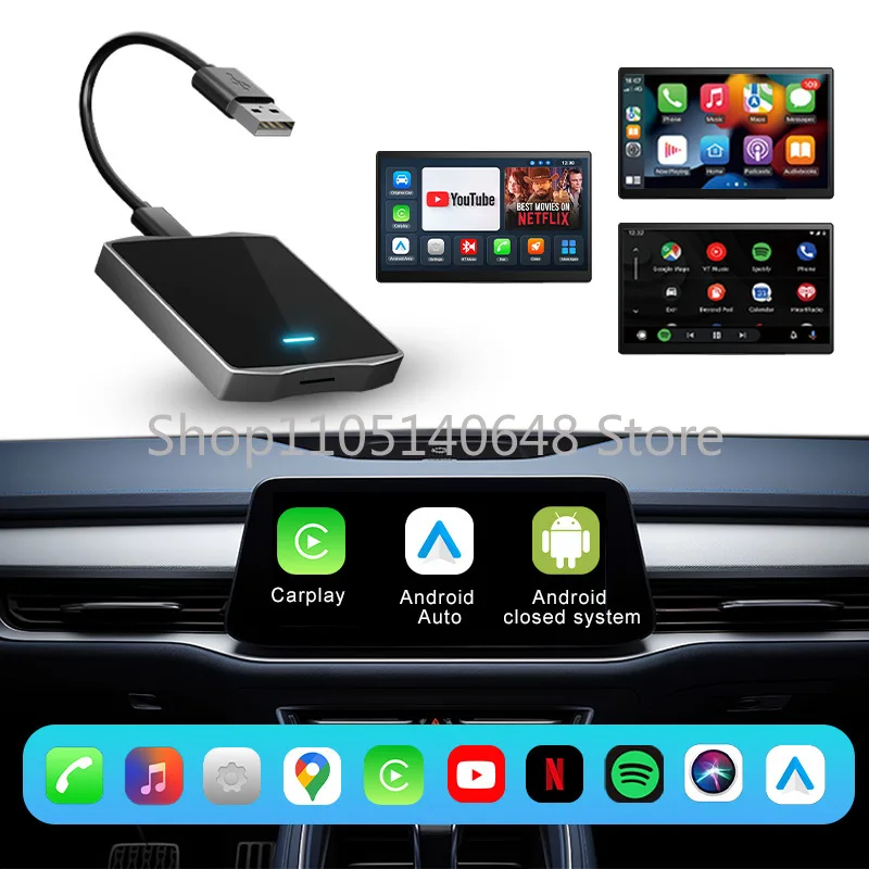 صندوق Carplay سلكي إلى صب الشاشة اللاسلكية محول صندوق ربط ذكي معالج ثنائي النواة