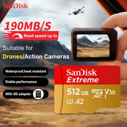 SanDisk Micro SD Card V30 32GB 64GB TF Card Class 10 128GB Extreme Memory Card  For Camera Drone 100% Original Up to 190Mb/s