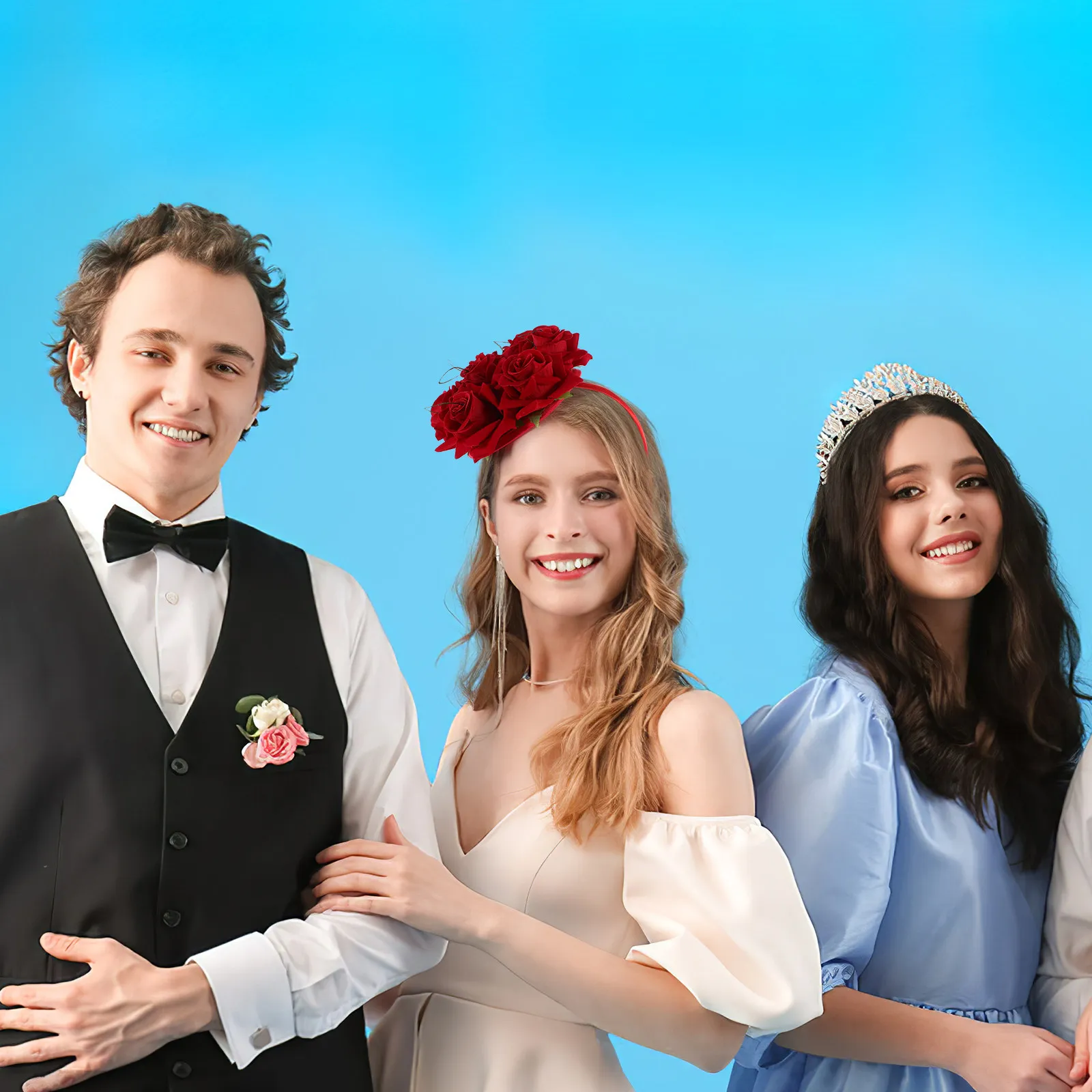 

Rose Designed Headband Fabric Party Hair Styling Cosplay Costume Dress Up Elegant Rose Hair Hoop Headpiece Party Headband