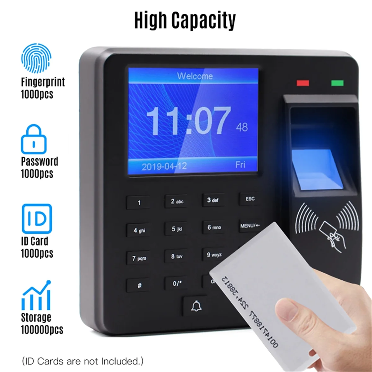 Access Control Attendance Machine Fingerprint/Password/ID Card Identification with 2.4-Inch Screen Employee Recorder