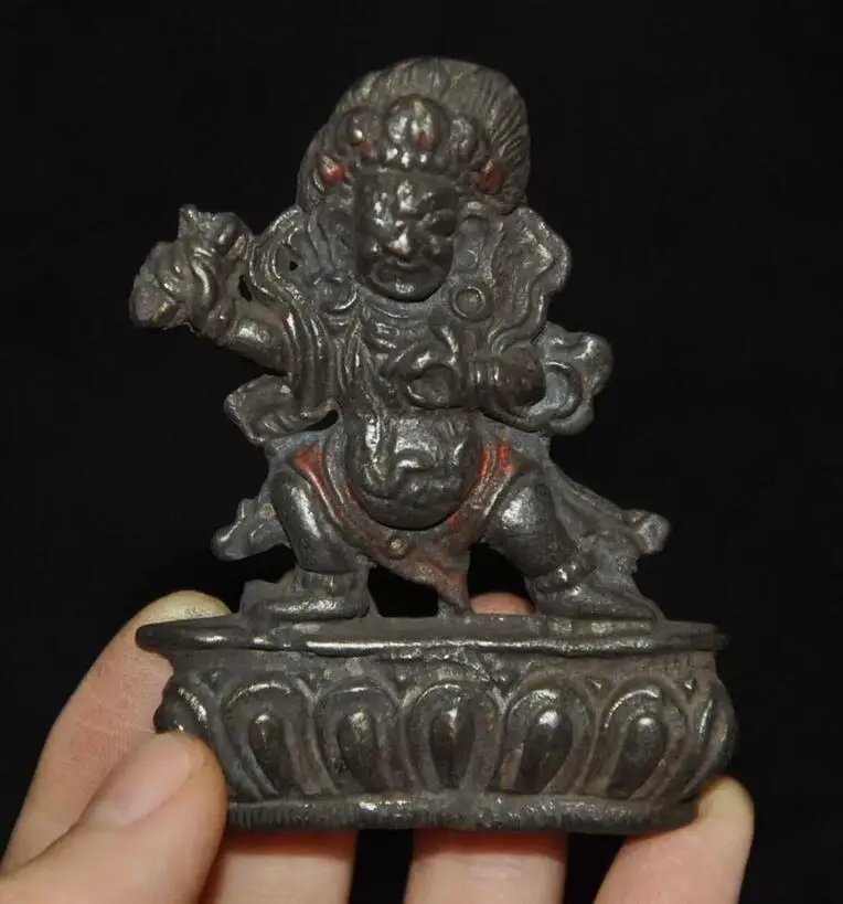 old Tibet Buddhism temple bronze Mahakala Wrathful Deity Buddha Statue Thang-ga