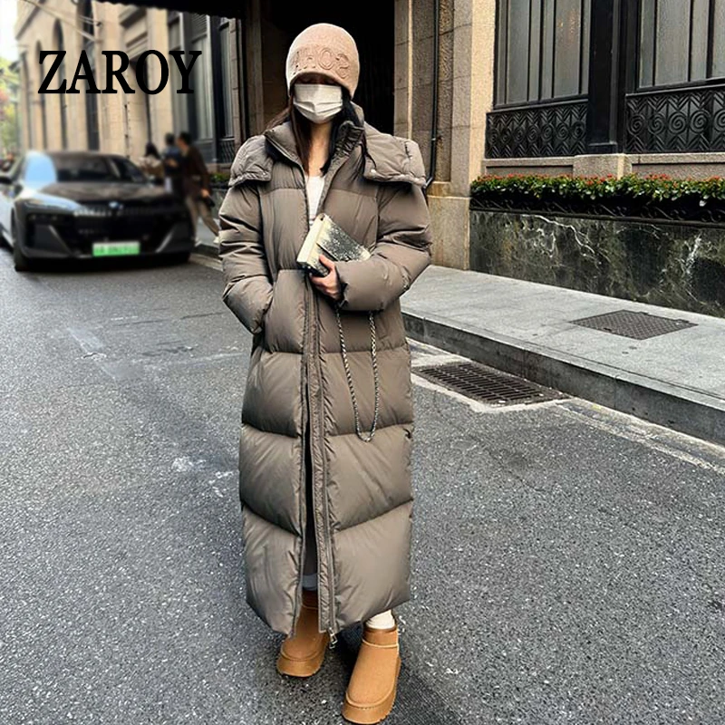 ZAROY Padded Women Jacket Windproof Warm Winter Long Parkas Overcoat Loose Casual Hoodie Coat Skiing Outerwear Длинные п