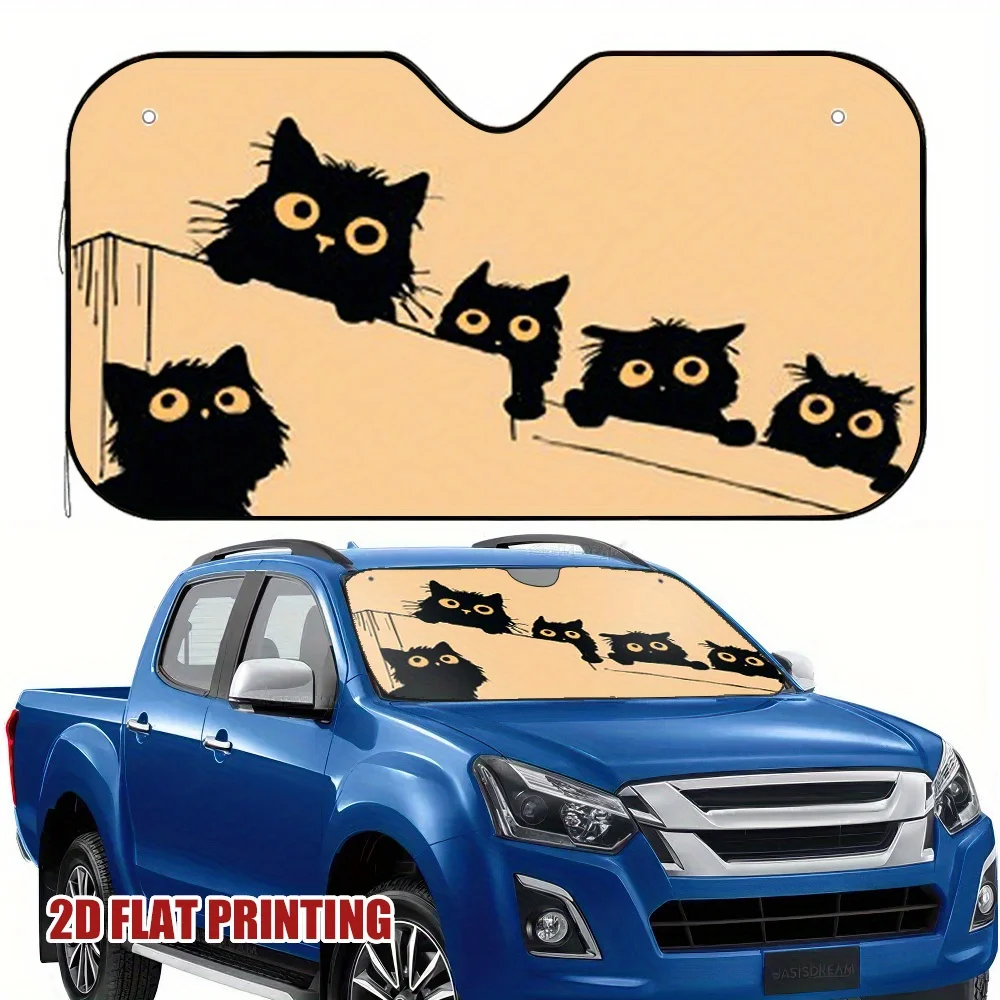 

1pc Halloween Peek Cats Car Sun Visor - Fit For All Vehicles, Reduces Interior Light Exposure & Temperature Increase, Durable UV