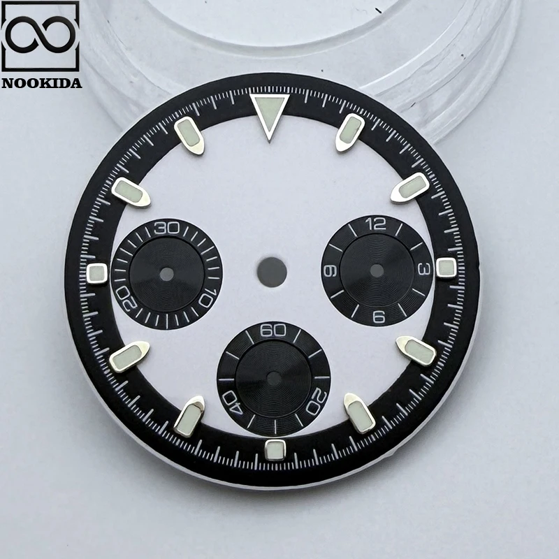 NOOKIDA 29,5 mm VK63 quadrante per movimento al quarzo quadrante cronografo 6 lancette parti di orologi verde luminoso adatto per custodie per orologi da 39 mm