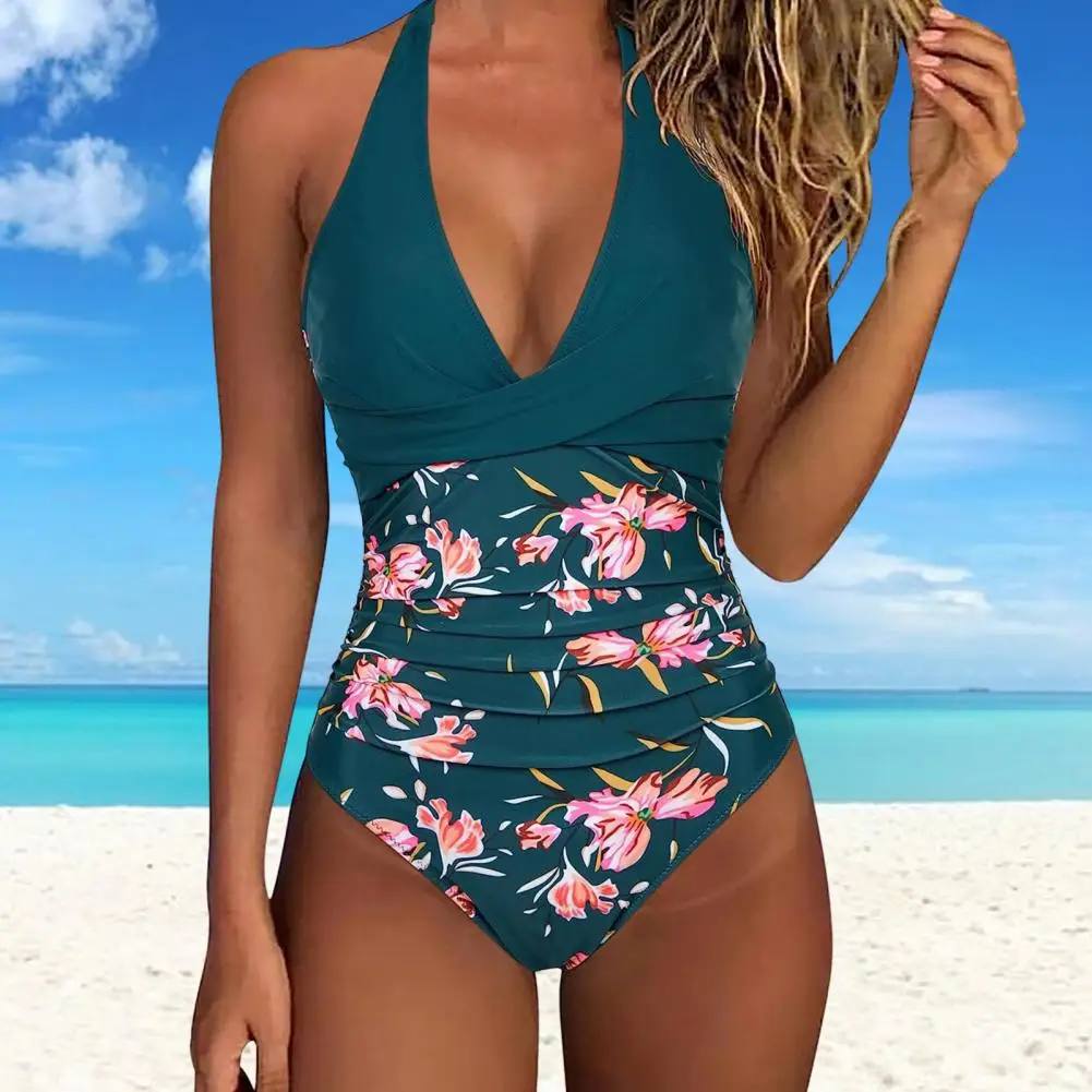 Sexy One-piece Swimsuit Women Monokini Swimsuit Stylish Women's Halter Monokini Swimsuit with Tummy Control High for Summer