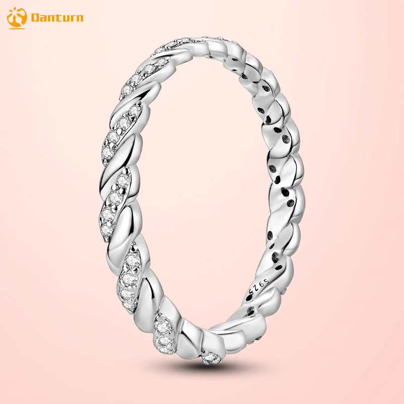 Danturn New 925 Sterling Silver Rings Distinctive Braided Curve Ring Niche for Women Fashion Jewelry Gift Engagement Rings