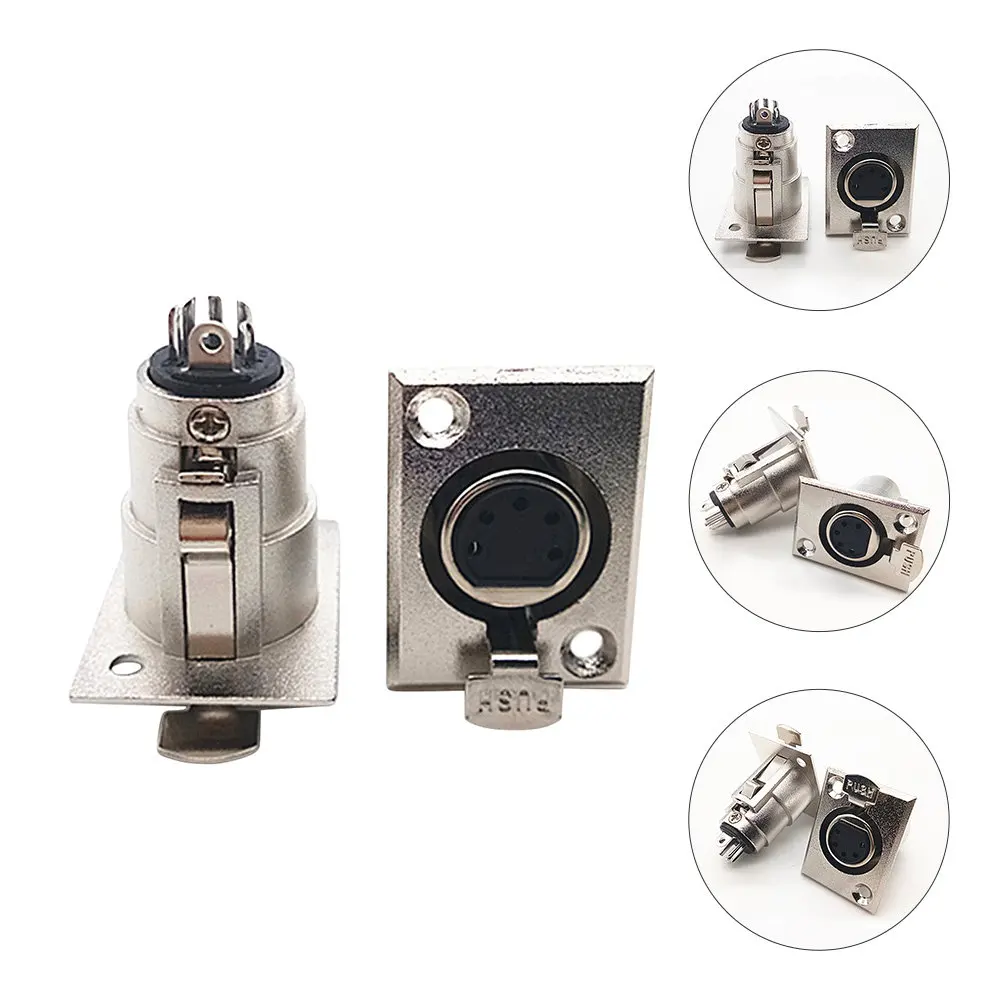 

2 шт. XLR-разъемы (гнездо) 5-контактные для аудиоустройств, микрофонов, усилителей, звукового оборудования, для монтажа на панель/шасси