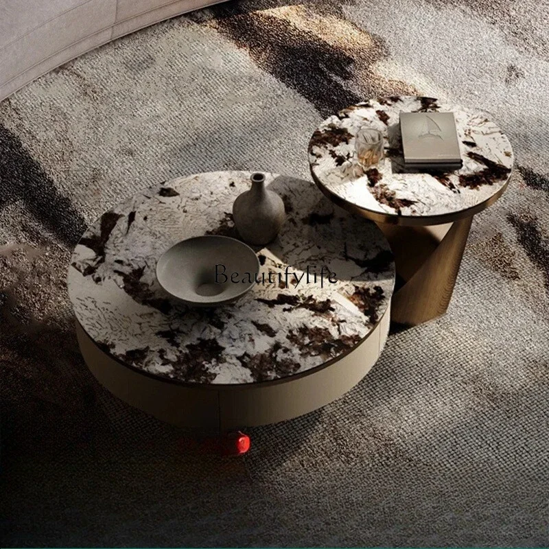 

01 Натуральная снежная гора, орхидея, роскошный каменный журнальный столик, современный простой легкий роскошный журнальный столик для гостиной