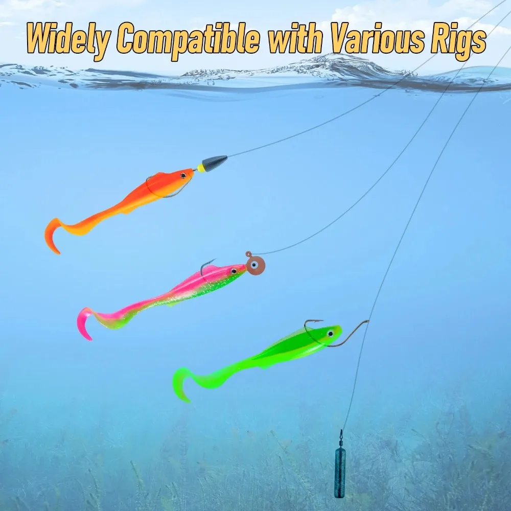 5PCS  Dynamic & Realistic! 3D Curly Tail Grub | Two-Tone Eyes, Salt & Freshwater | 9.4cm/ 4.1g Finesse Fishing view 6