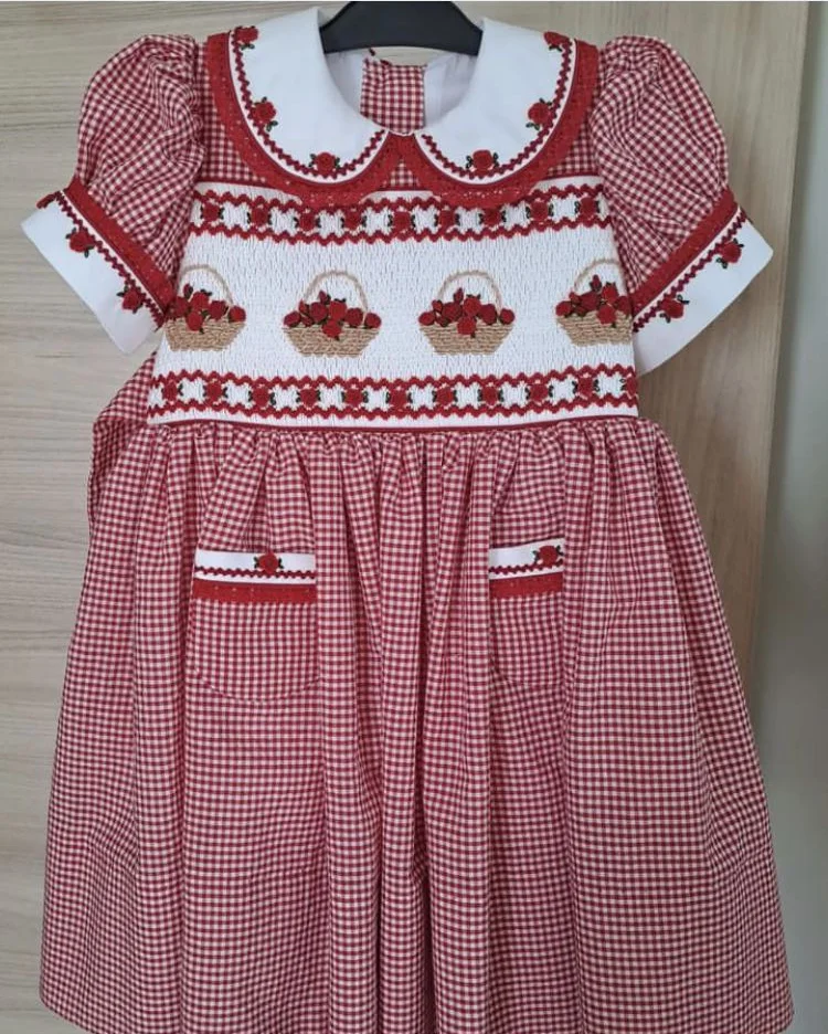 0-6Y Baby Girl Summer Red Smocked Turkish Vintage Princess Dress Boy Suit for Birthday Holiday Easter Photography Eid