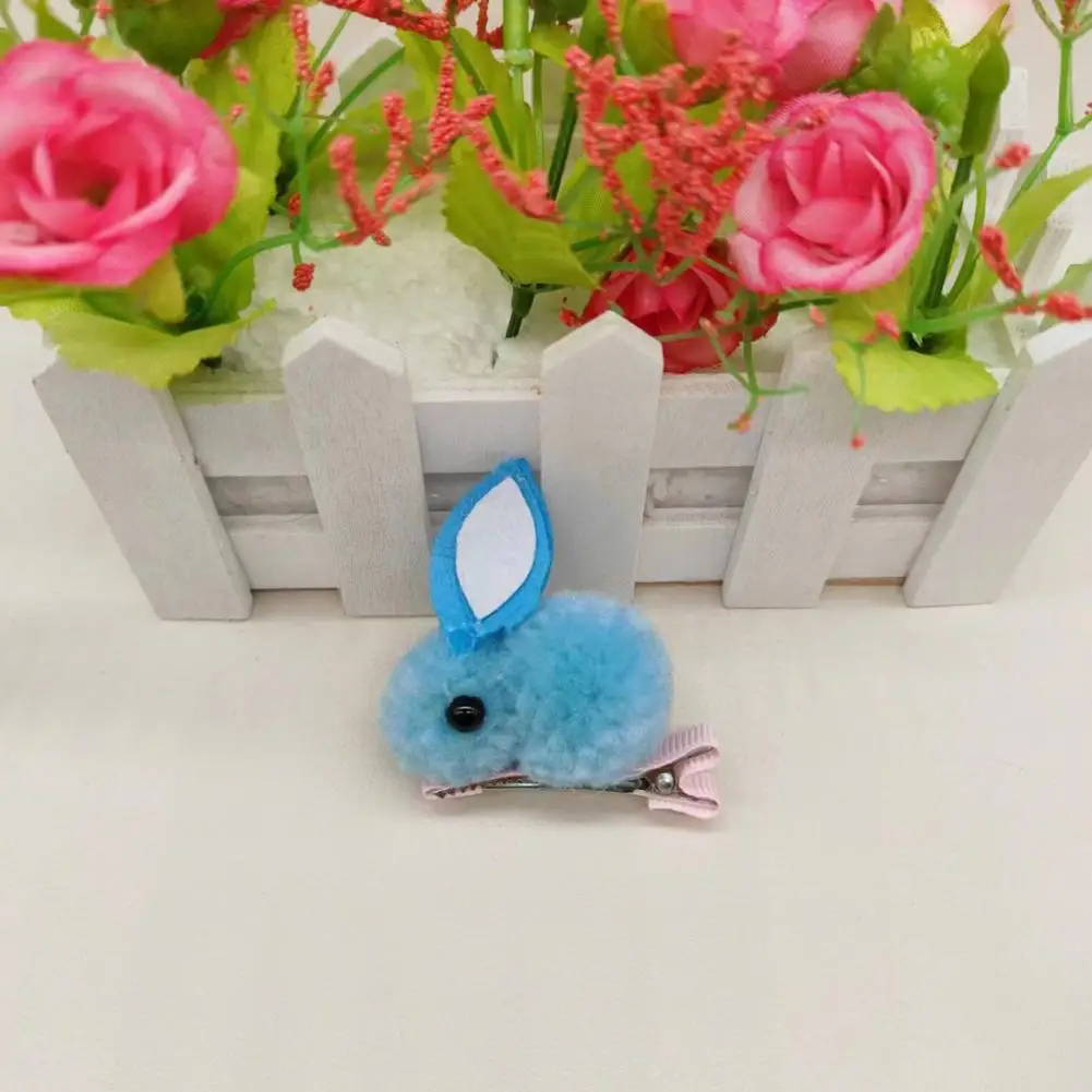 Cute Cartoon Hair Clips Adorable Winter Plush Bunny Hairpins Vivid Color Hair Clips Shape Hair Accessory for Kids Exquisite image 6