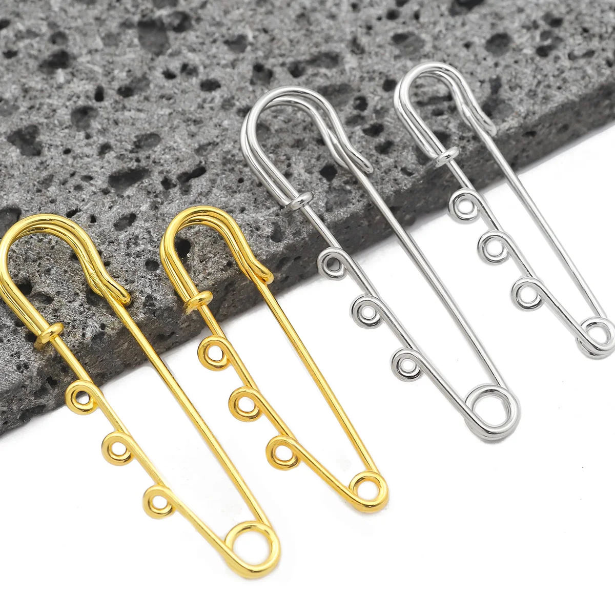 

1pcs/lot Safety Alloy Pins Brooch Blank Base Brooch Pins 50/60mm Pins 3 Rings Jewelry Pin for Jewelry Making Supplies Accessory