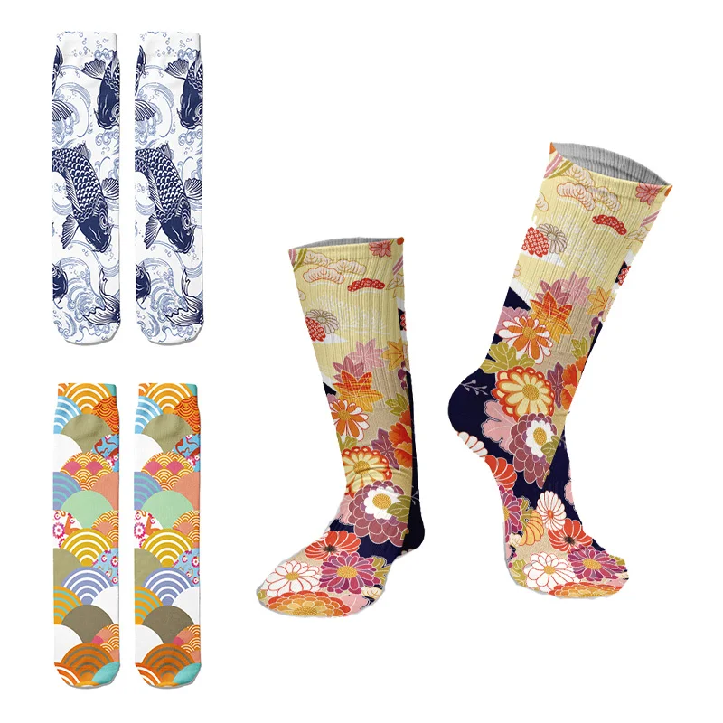 

Japanese Ukiyo-e auspicious clouds women's unisex Harajuku casual high ankle socks autumn and winter warm men's creative socks