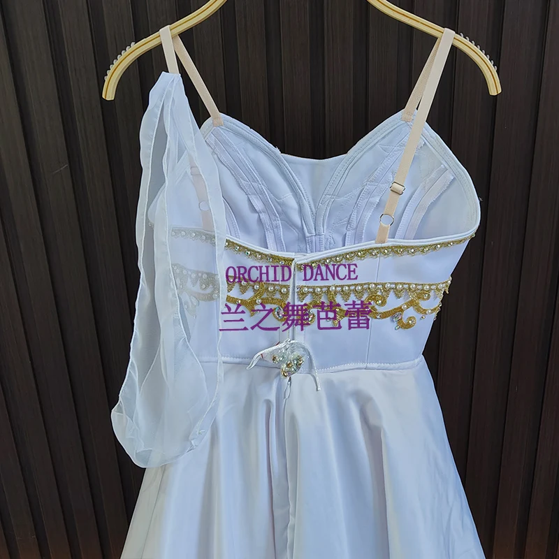 BT2507150 High Quality Custom Size Kids Girls  Ballet Dance Performance Wear Gilsay Cream Long Romantic Tutu Dress