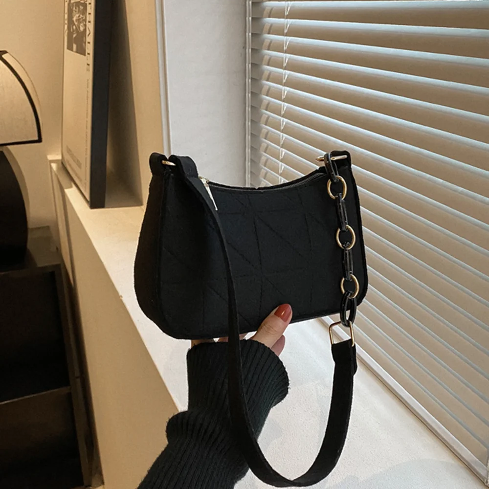 

Fashion Women's Shoulder Bag Trend Simple Retro Underarm Bag Felt Tote Handbag