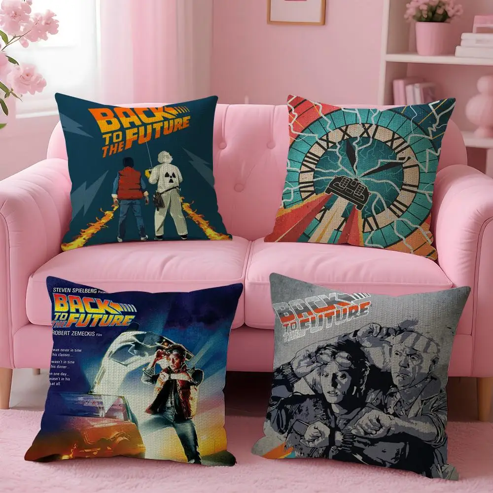 فيلم B-العودة إلى المستقبل غطاء الوسادة كيس وسادة من الكتان الطبيعي على الوجهين طباعة أريكة الزخرفية المخدة ديكور المنزل هدية #3