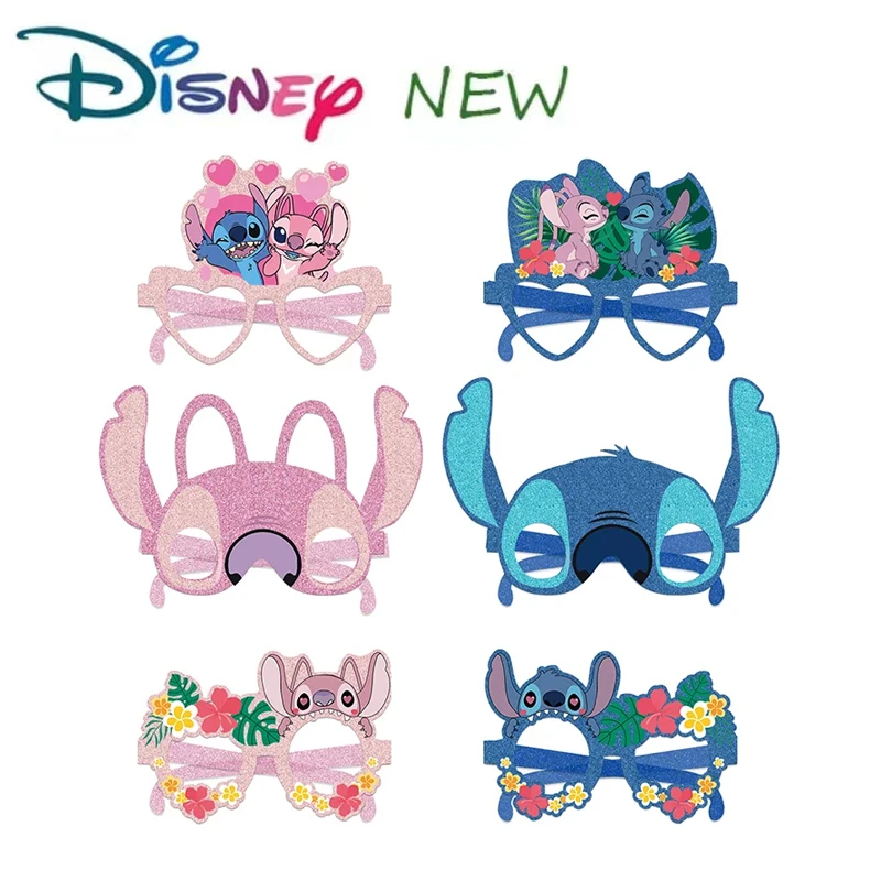 

New Disney Lilo & Stitch Party Decoration Paper Glasses Masks Photo Cosplay Prop Children's Happy Birthday Party Supplies 12pcs