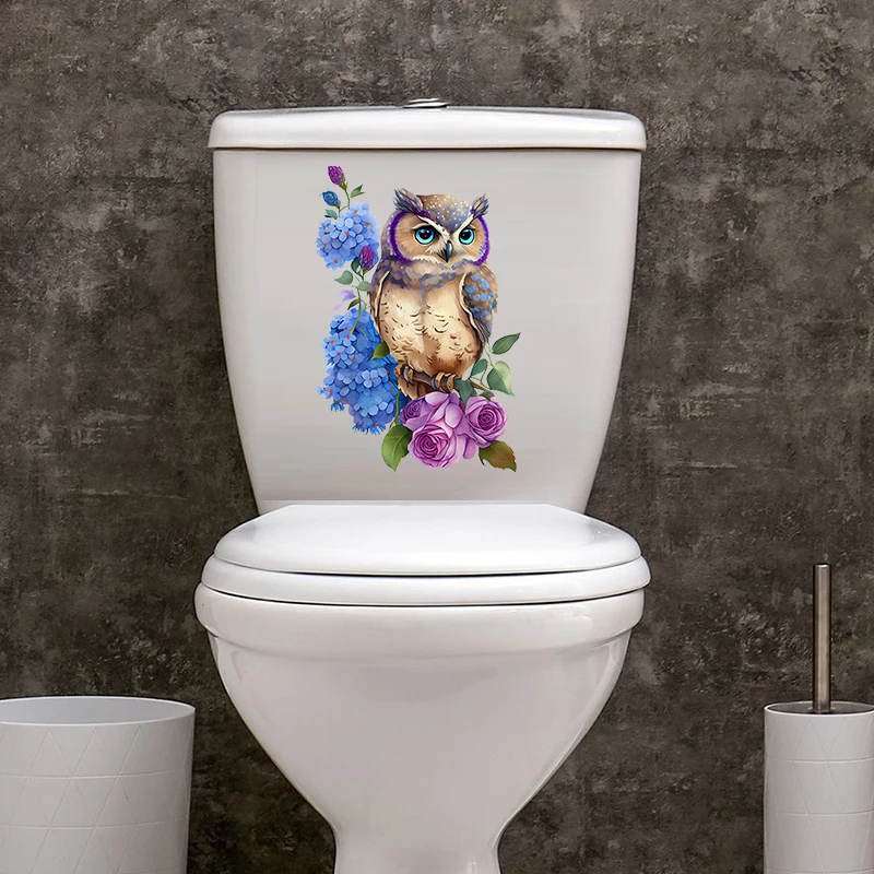 T303# Owl Parrots Birds Heron Floral Cartoon Animals Wall Sticker Bathroom Toilet Decor Living Room Cabinet Refrigerator Decals