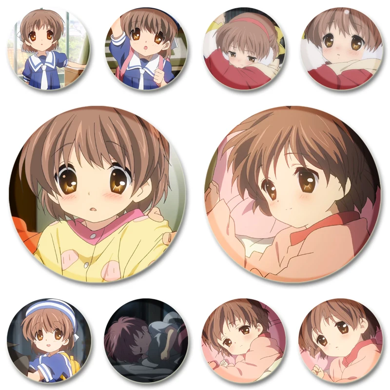 

Furukawa Nagisa Okazaki Tomoya Furukawa Sanae Cartoon Figure Badge Cosplay Game Character Brooches for Backpack Jewelry Clothes