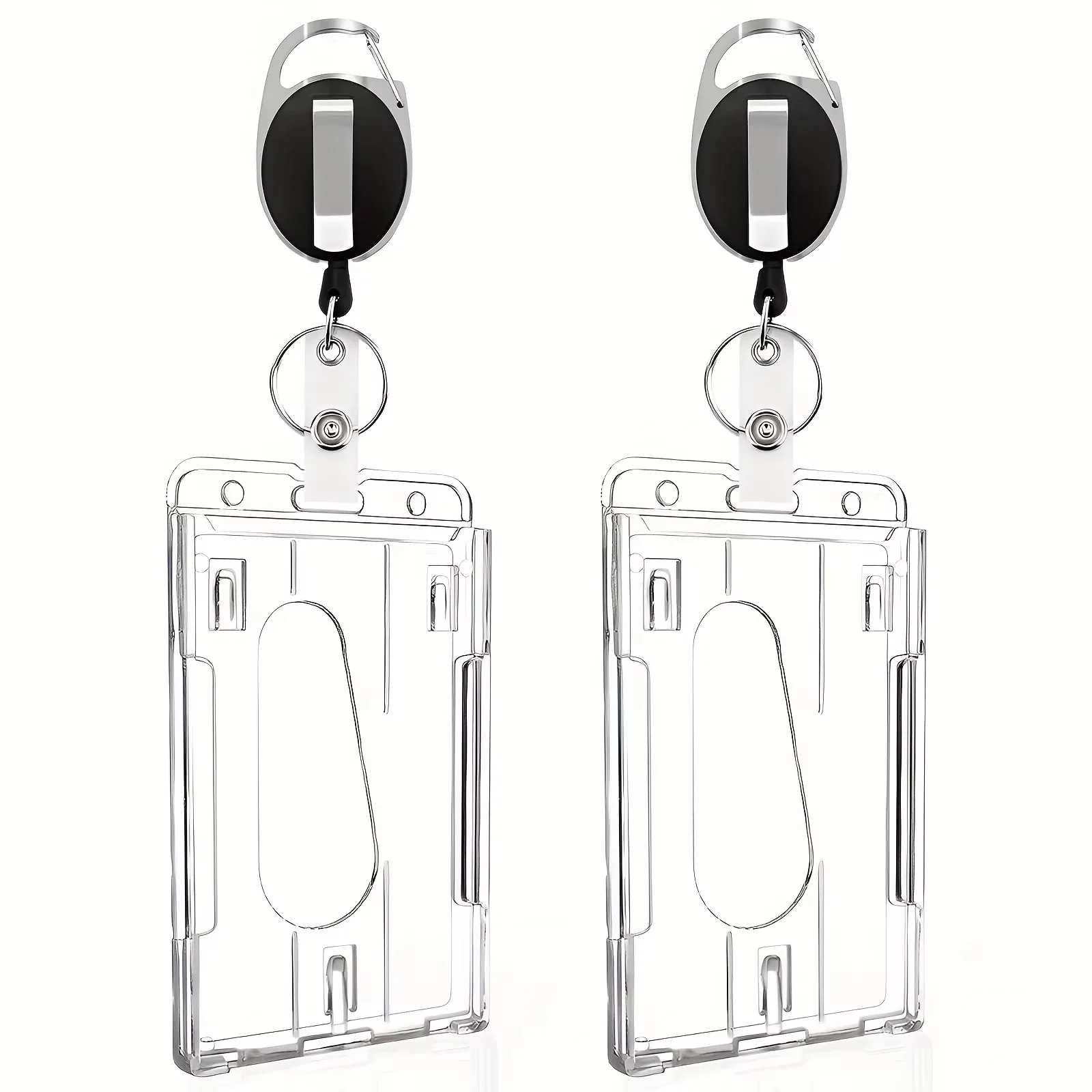 Porte-badges robustes avec clip rétractable, transparents et anti-rayures, étuis pour cartes d'identité et porte-clés pour étudiants, cartes bancaires, 2/4 pièces