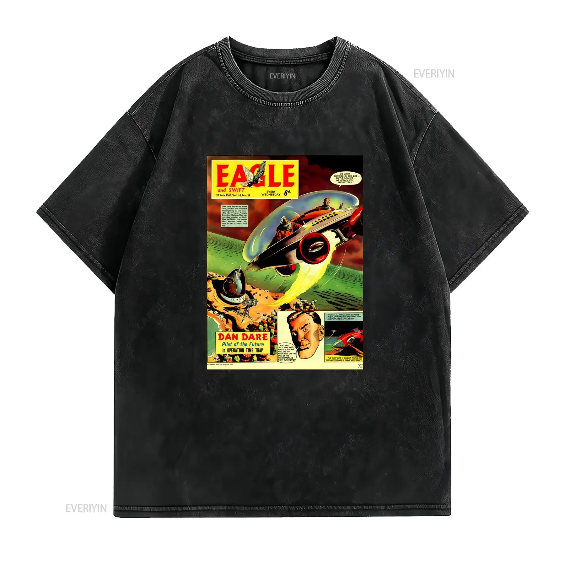Dan Dare Eagle Comic T Shirt Retro Classic with Iconic Spaceship Logo Print Nostalgic British Book Design for Casual Attire
