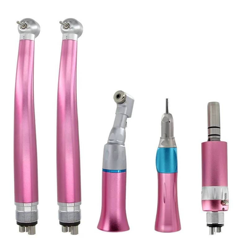 

Dental Equipments Color PINK Standard Push Button 2 High And 1 Low Speed Handpiece Kit Student Set