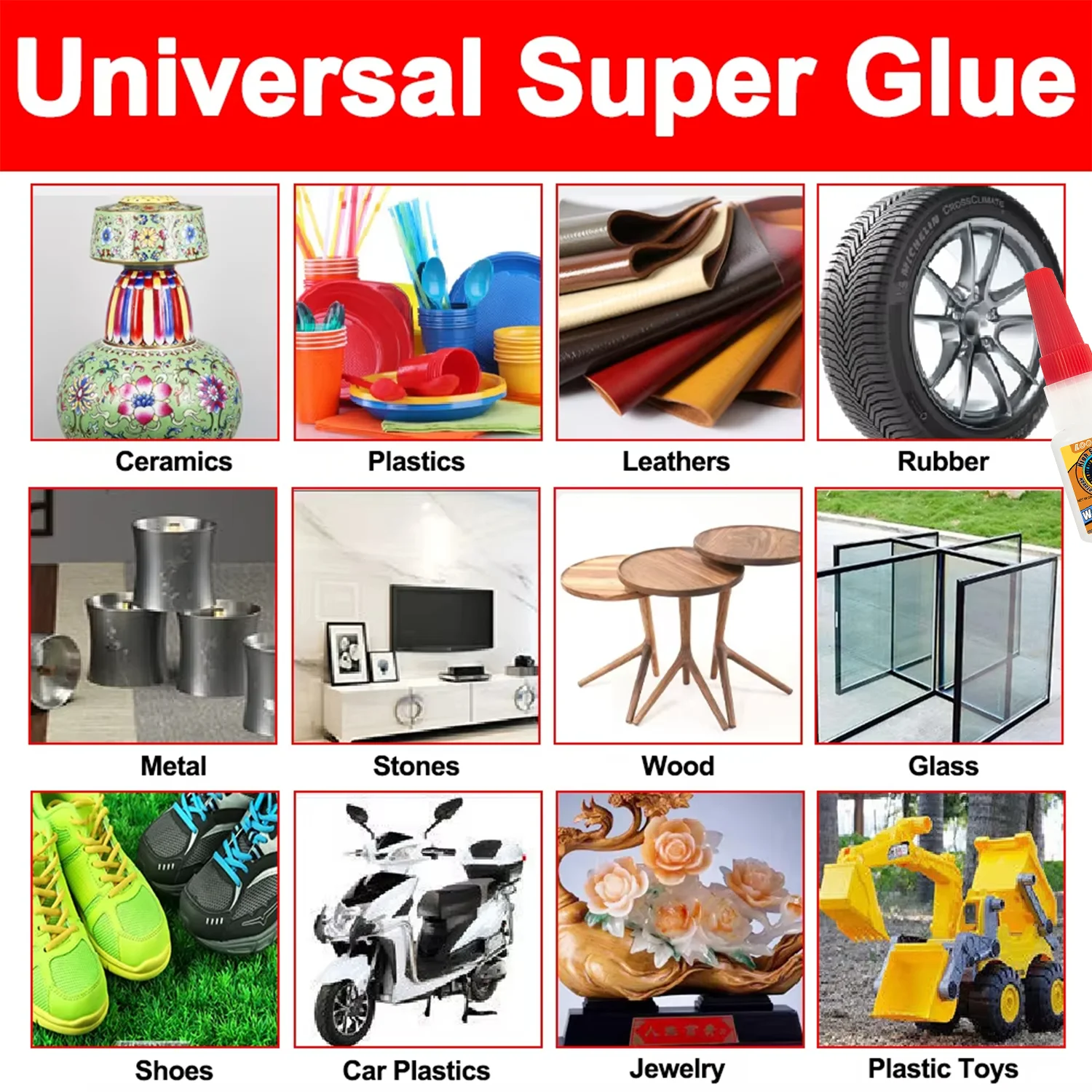 7PCS Super glue Strong Adhesive 20g Cyanoacrylate Adhesive for Hard Plastics,Crafts,Ceramics,Leather,Metal,Strong Bonding DIY view 6