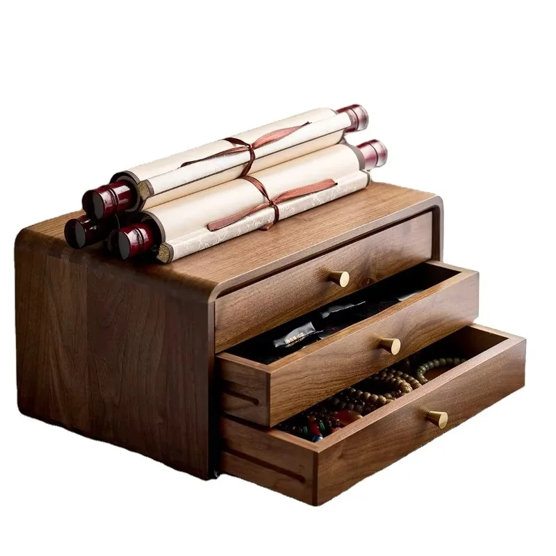 Solid wood jewelry box, which can store earrings, necklaces, watches.