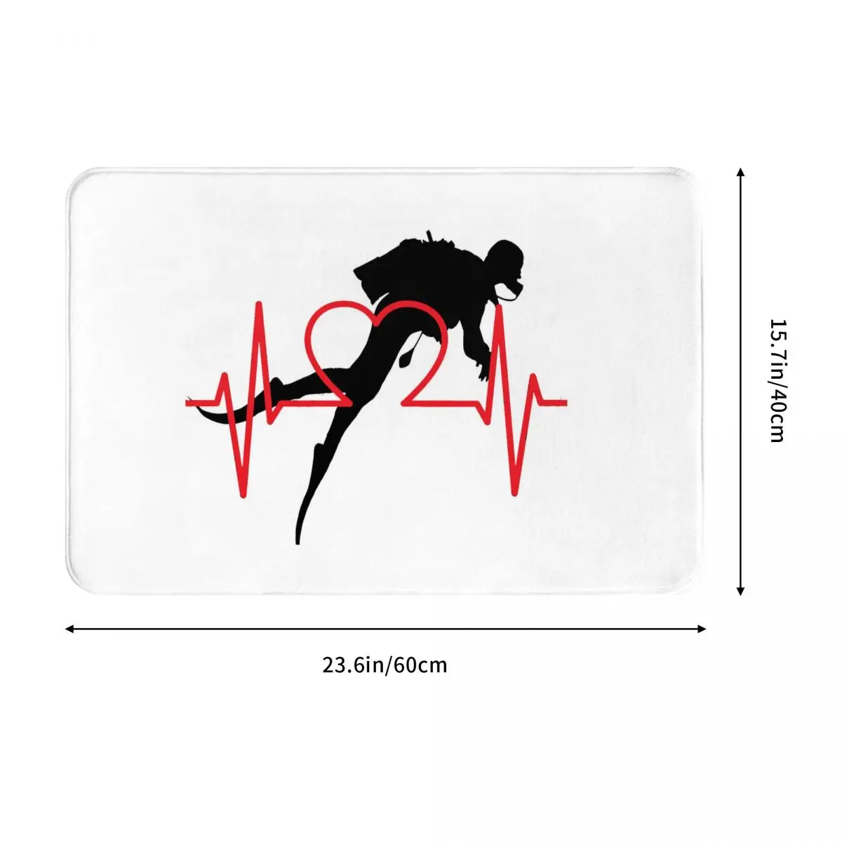 Heartbeat Scuba Dive Diver Diving Non-Slip Carpet Doormat Living Room Bathroom Mat Welcome Decoration Rug