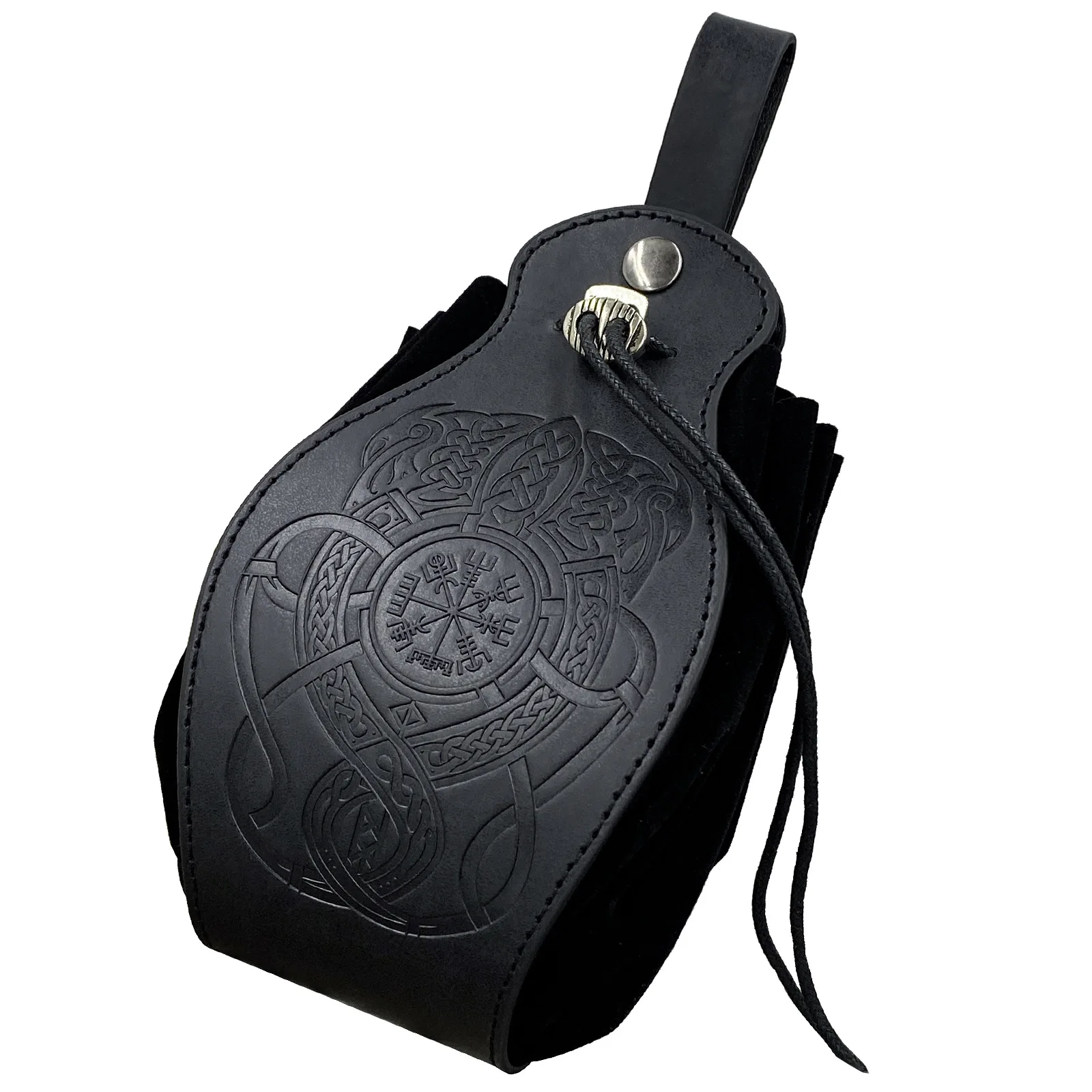 Belt Hanging Bag Medieval Money Leather Drawstring Coin Pouch Cosplay Viking Costume Props Dragon Phoenix Wolf Totem Wallet